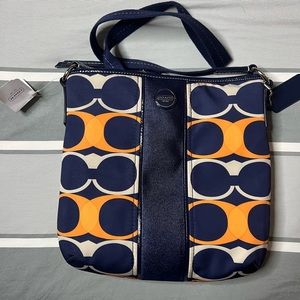 BNWT coach crossbody, navy and orange!